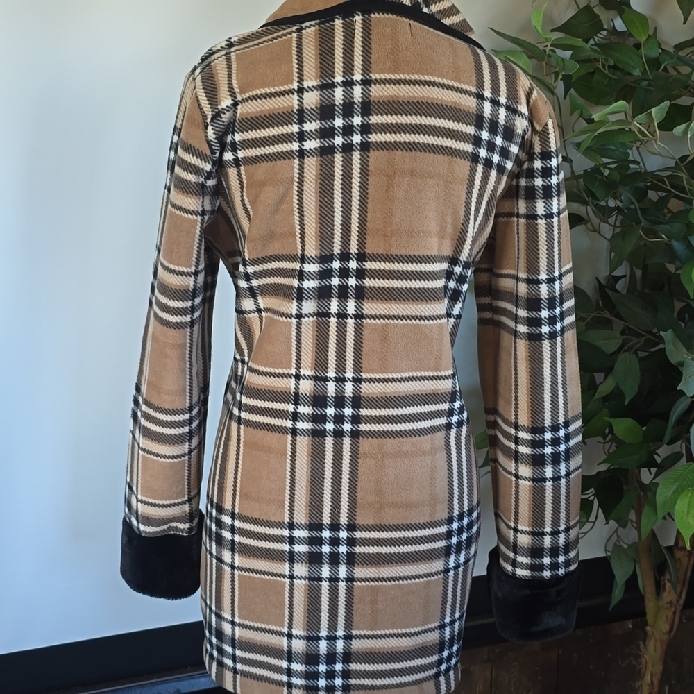 Plaid Shawl Collar Coat - Picture 4 of 9